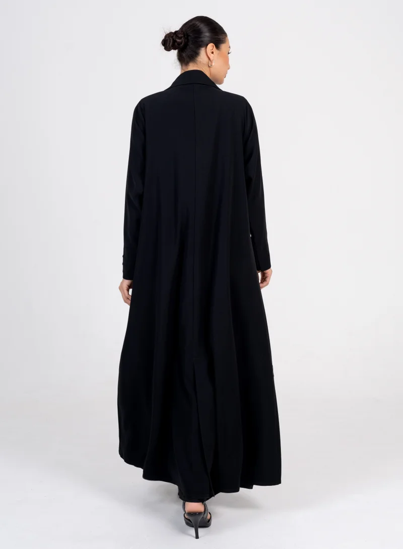 Rosette Abaya  Luxury Blazer Style Abaya with Collar & Button Design for Women | Best Price UAE